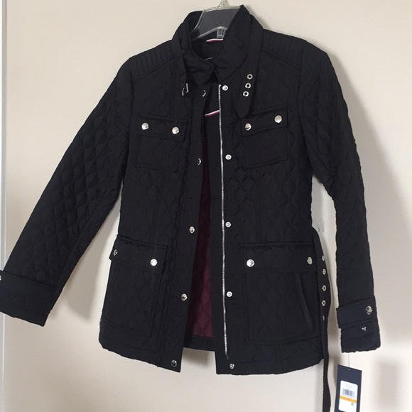 tommy hilfiger belted quilted coat